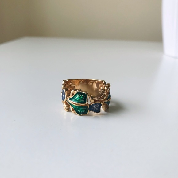 Ross-Simons Tropical Leaf Sterling 925 Gold Ring, Size 9 - Picture 7 of 14